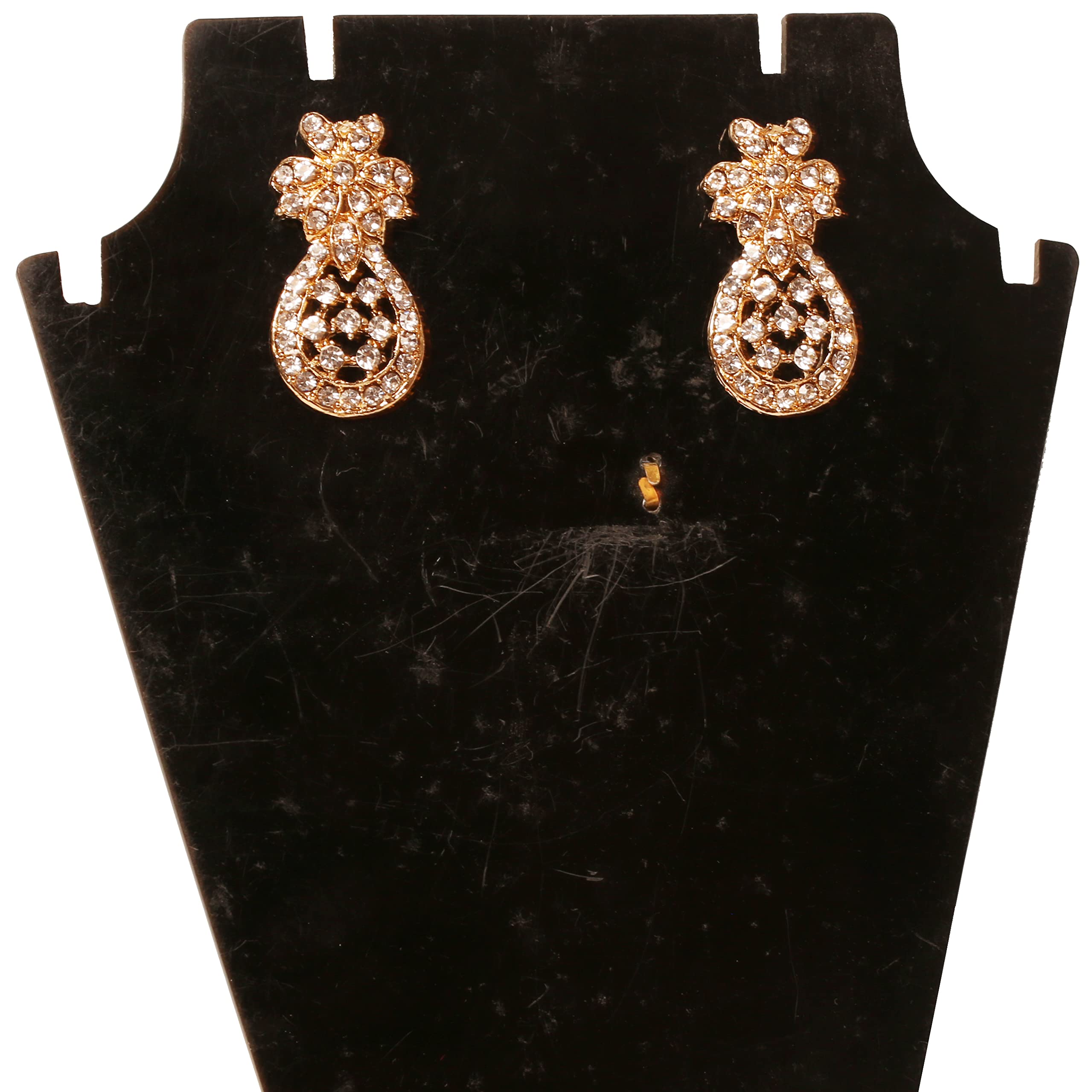 Touchstone Indian Bollywood Style Handcrafted Rhinestone Designer Jewelry Small Earrings in Gold Or White Tone for Women. - Image 7